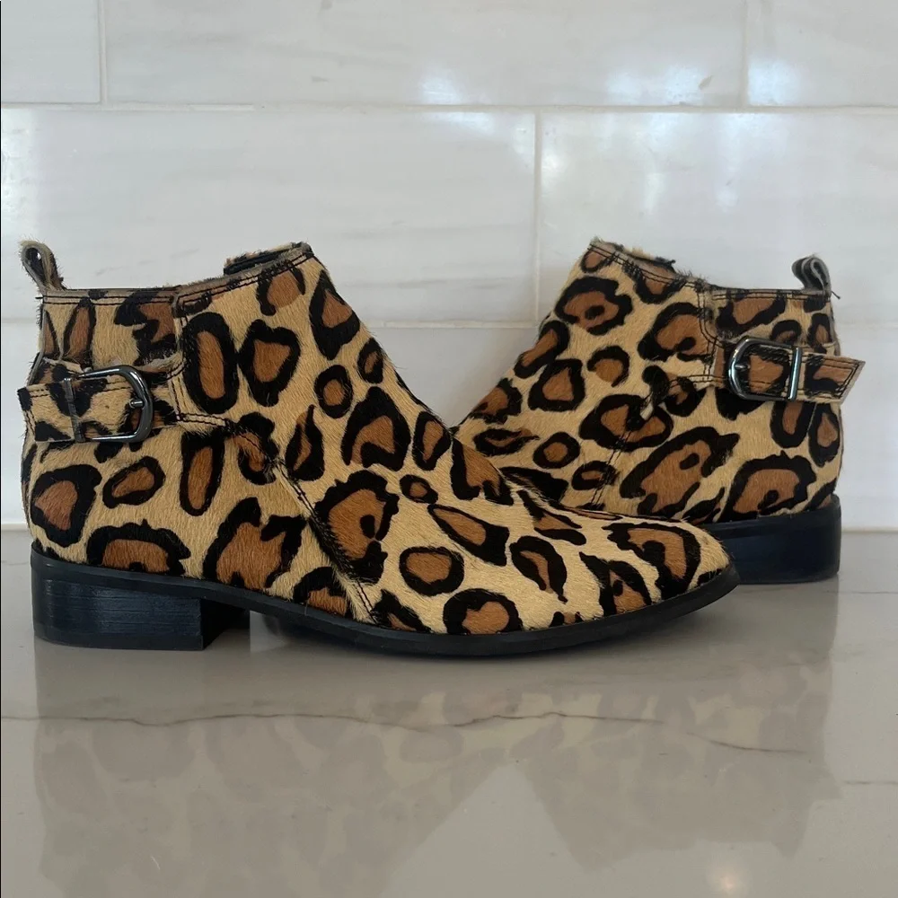 BLONDO Boots TAMI Almond Toe Fur Leopard Waterproof Ankle